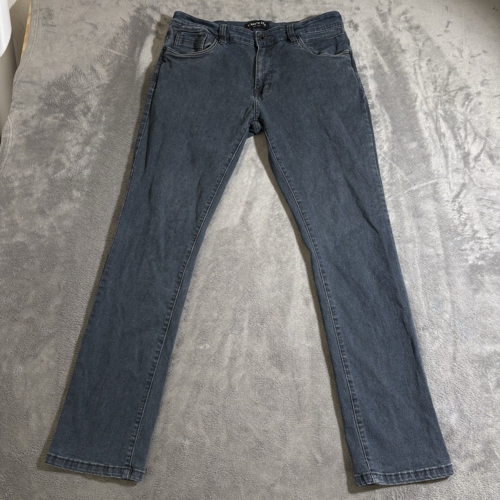 Mens Dark Wash 5 Pocket Slim Fit Jeans By Kenneth Cole, Size 33x32